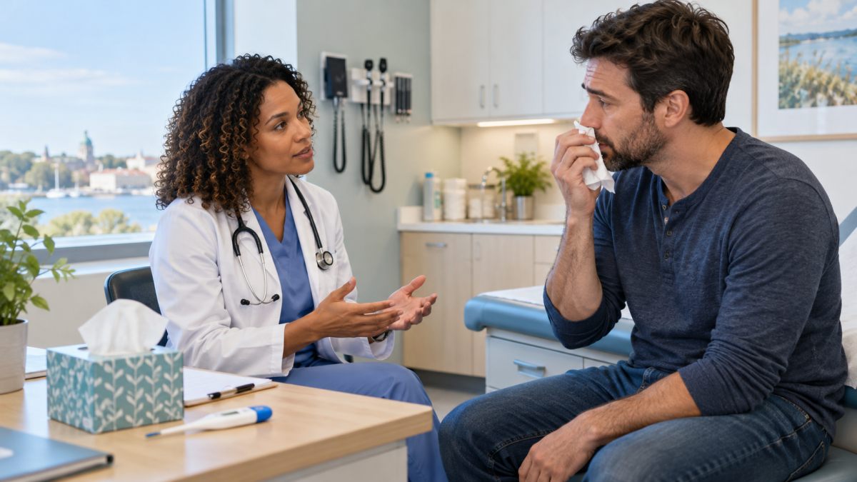 Cold flu COVID or RSV symptoms and testing consultation